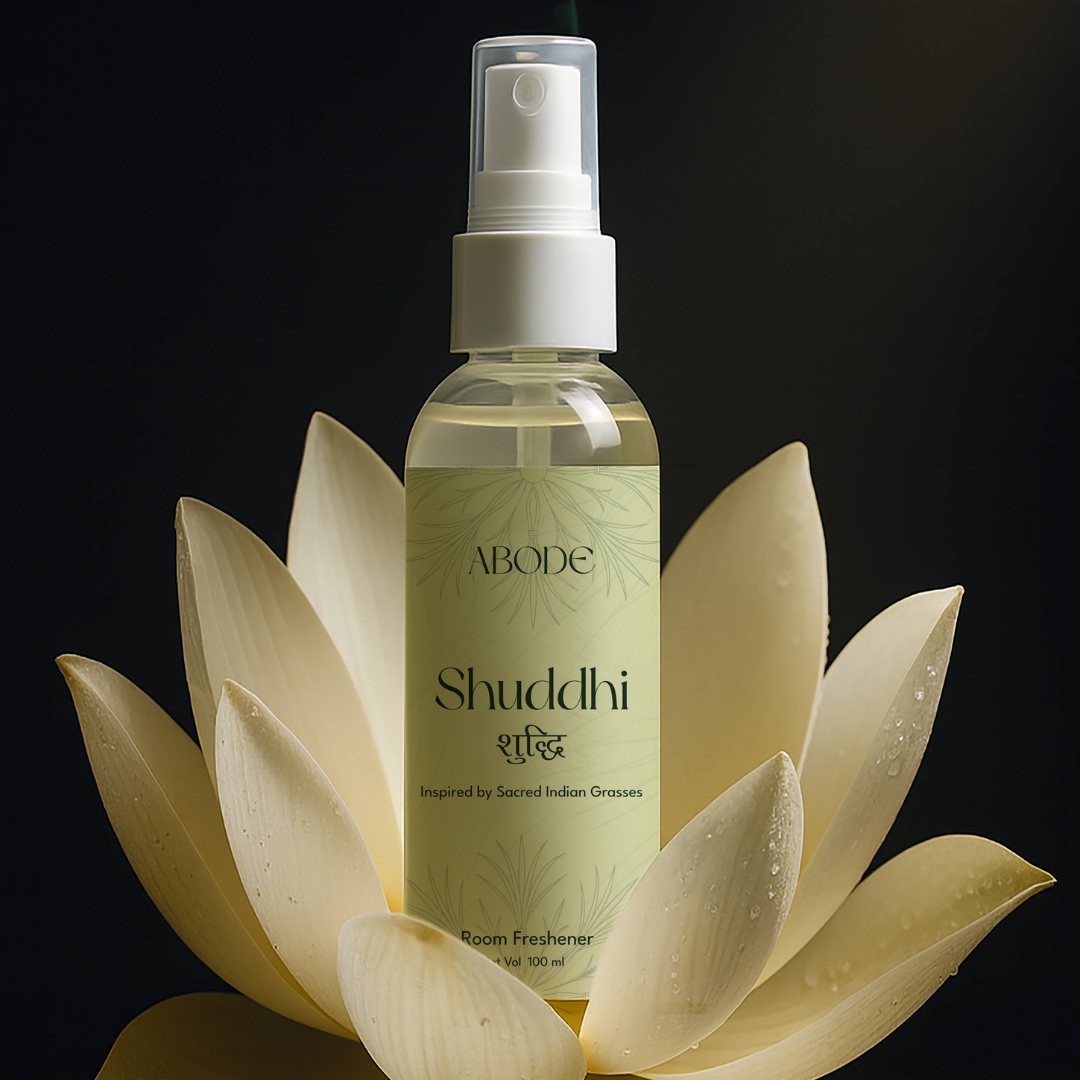 ABODE Shuddhi Room Freshener | 100ml/3.3 Oz | Inspired from Indian Sacred Grasses | Cleanse, Protect & Invite Positive Energy