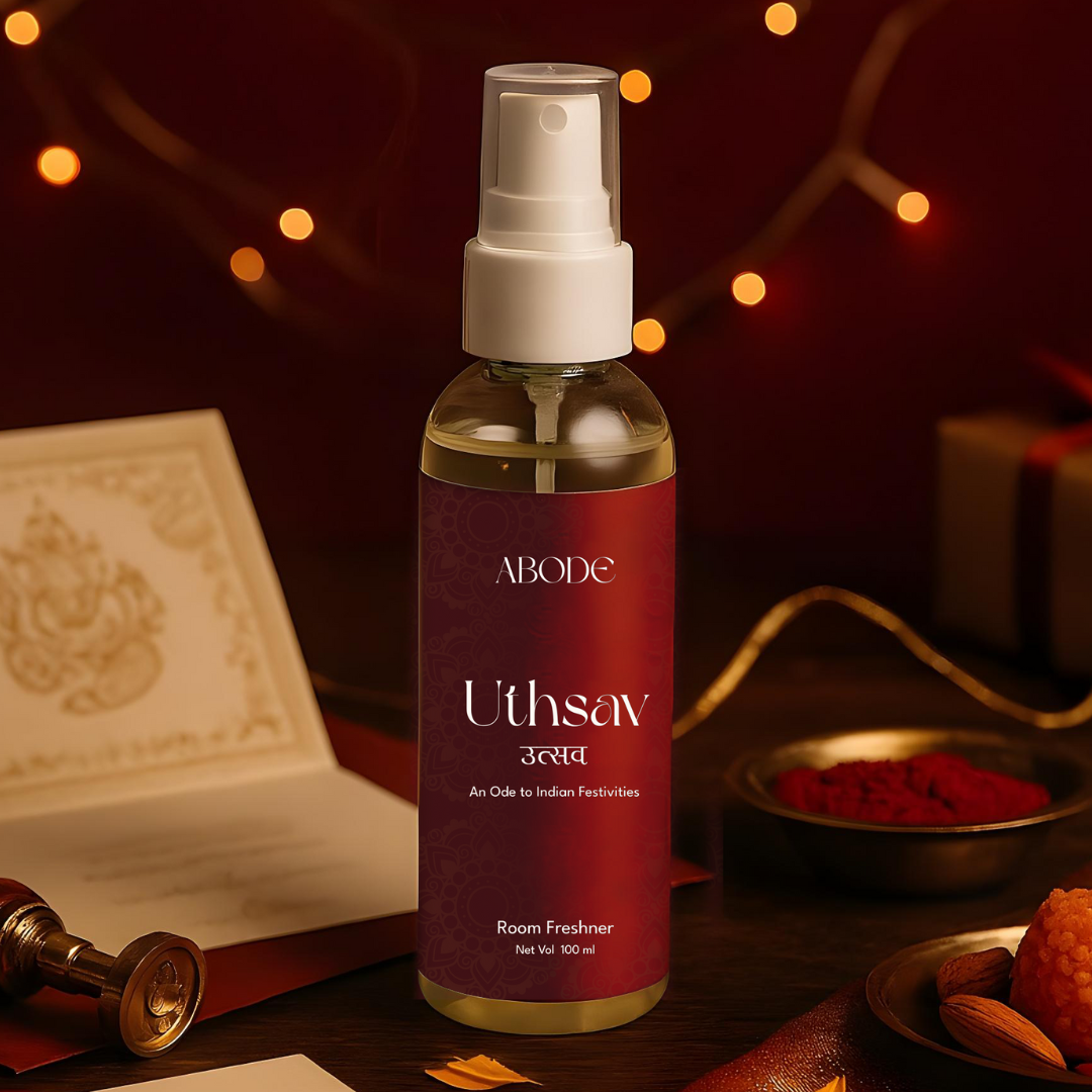ABODE Uthsav Room Freshener Spray | 100ml/3.3 Oz | Inspired from Indian Festivities