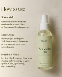 ABODE Shuddhi Room Freshener | 100ml/3.3 Oz | Inspired from Indian Sacred Grasses | Cleanse, Protect & Invite Positive Energy