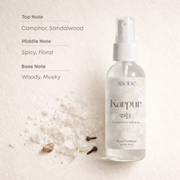 ABODE Karpur Room Freshener | 100ml | Camphor & Sandalwood Ritual Spray | Camphor Room Freshener for Home & Pooja | Smoke-Free Alternative to Camphor Cones | 100 ml