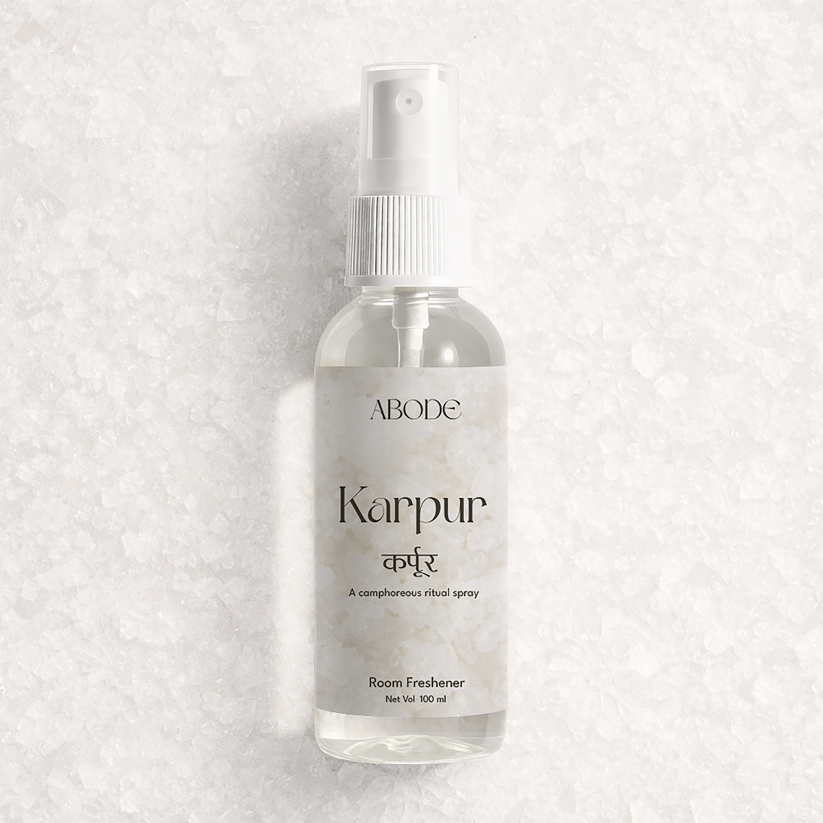 ABODE Karpur Room Freshener | 100ml | Camphor & Sandalwood Ritual Spray | Camphor Room Freshener for Home & Pooja | Smoke-Free Alternative to Camphor Cones | 100 ml