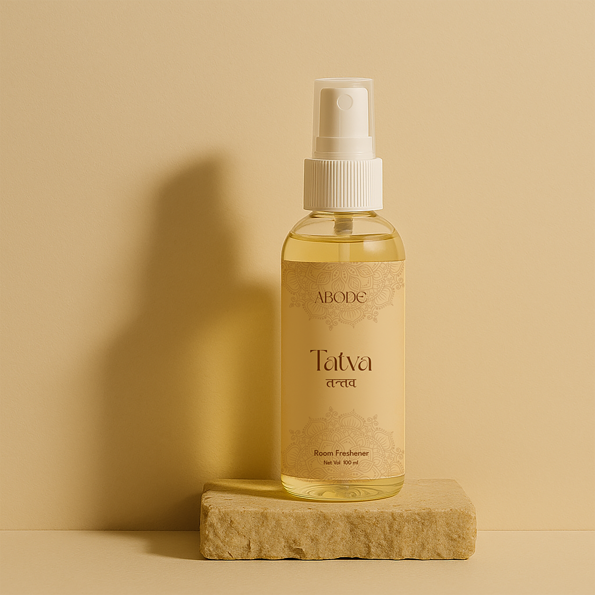 ABODE Tatva Room Freshener Spray (100ml) | Sacred Temple Fragrance with Sandalwood, Tulsi & Camphor | Spiritual & Calming Aroma